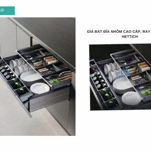 Giá Bát Đĩa Nhôm Cao Cấp, Ray Giảm Chấn HETTICH