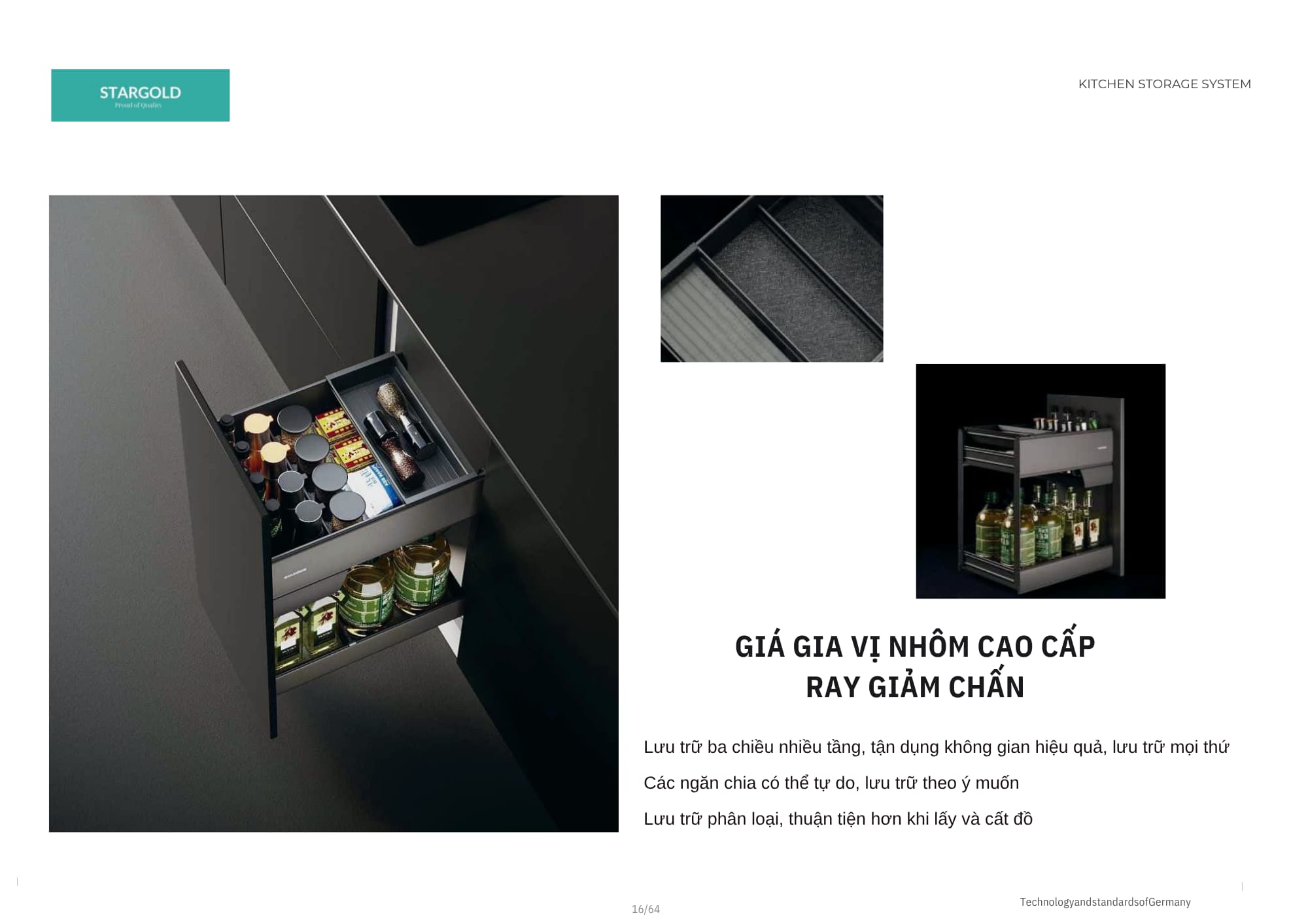 giá gia vị nhôm ray giảm chấn