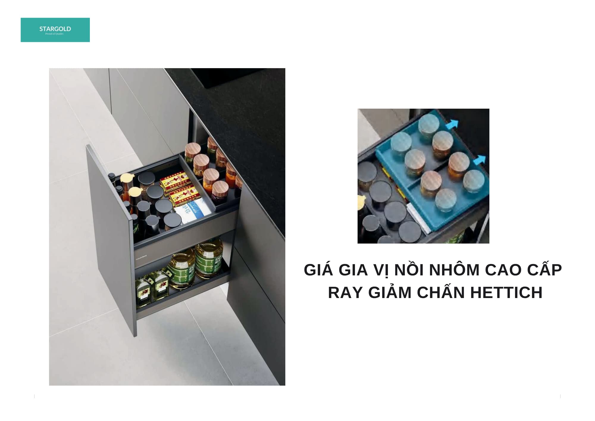 giá gia vị nhôm ray hettich