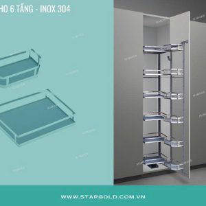 Tủ kho Inox 304 Cao Cấp Nan Dẹt cánh mở (Loại 4 tầng, 6 tầng)