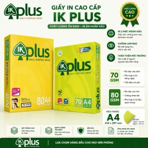 1 Ream 500 Tờ Giấy in văn phòng IK Plus 70gsm/80gsm Khổ A4/A5-Giấy In Trắng Mịn, In 2 Mặt Không Kẹt
