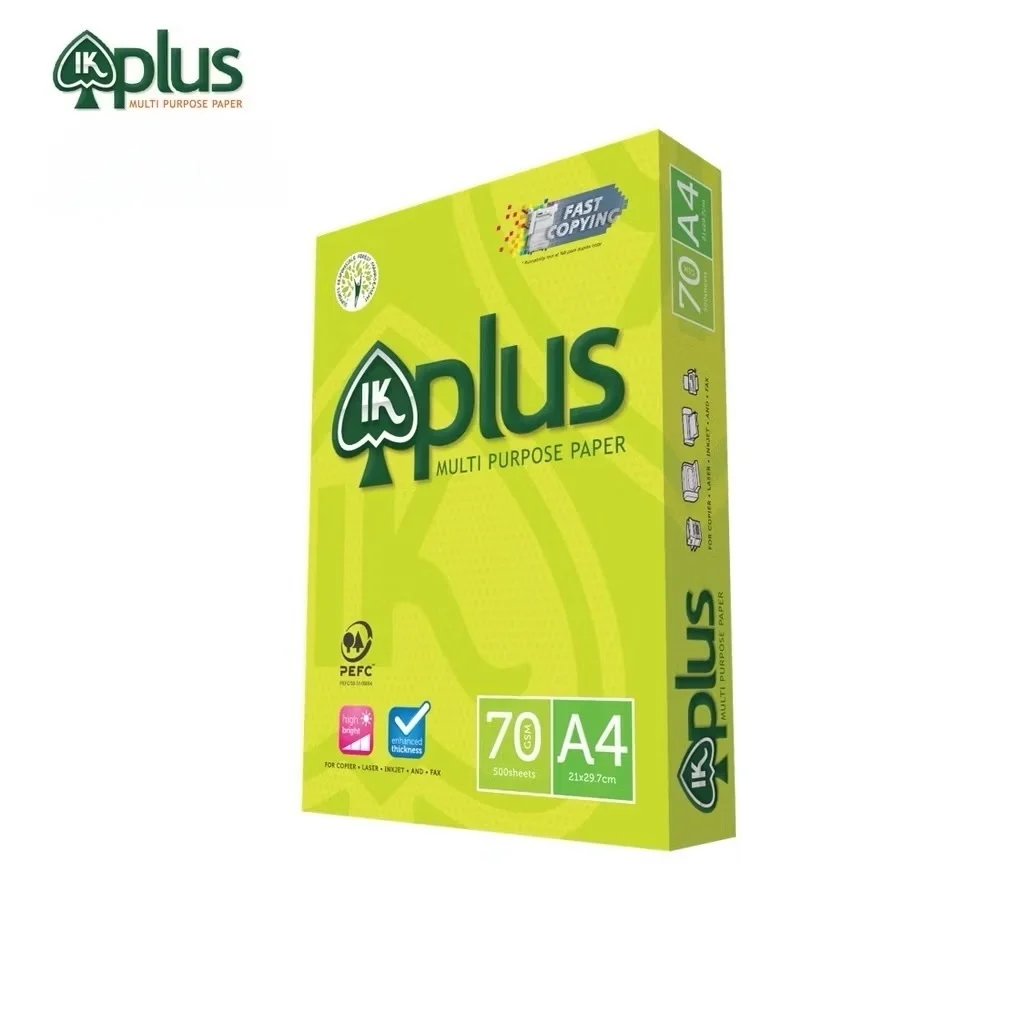 1 Ream 500 Tờ Giấy in văn phòng IK Plus 70gsm/80gsm Khổ A4/A5-Giấy In Trắng Mịn, In 2 Mặt Không Kẹt