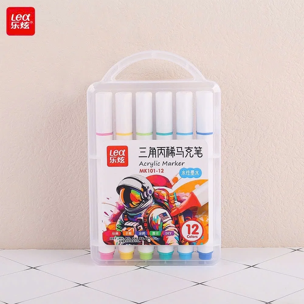 Bút Dạ / Bút Lông Màu Acylic/ Bút Màu Acrylic Marker 12 Màu Thân TAM GIÁC, Chống Nước