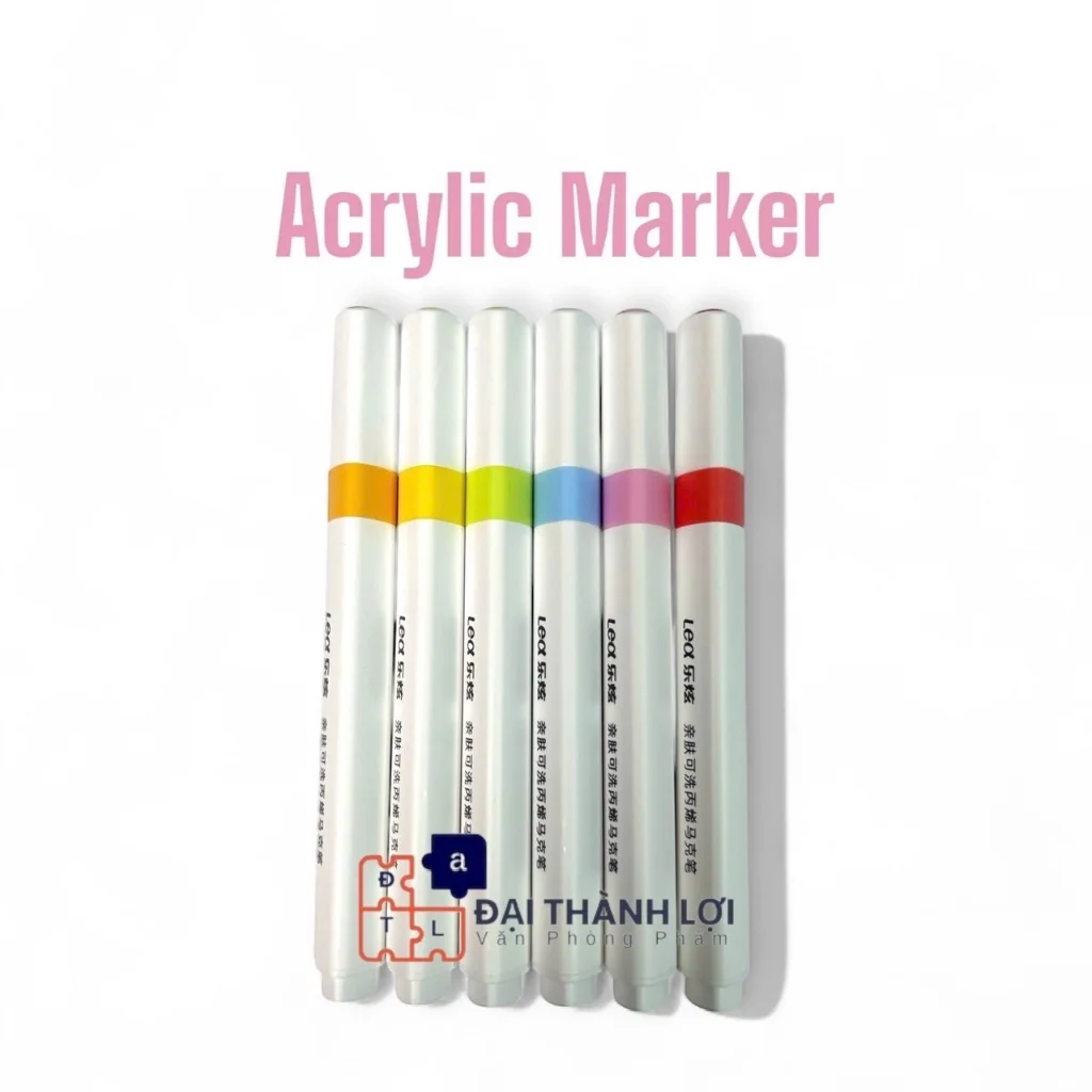 Bút Dạ / Bút Lông Màu Acylic/ Bút Màu Acrylic Marker 12 Màu Thân TAM GIÁC, Chống Nước