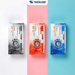 Combo 10/20 Bút bi Thiên Long TL-08 ngòi 0.8mm mực xanh/đỏ/đen thiết kế tối giản, dễ sử dụng, dạng bấm cò