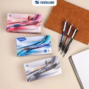 Combo 10/20 Bút bi Thiên Long TL-036 - Bút bi giắt kim loại mạ crom đệm cầm tay cao su êm