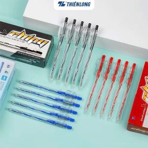 Combo 10/20 Bút bi Thiên Long TL-089 ngòi 0.5mm mực xanh/đỏ/đen dạng bấm cò nơi cầm tay có tiết diện tam giác