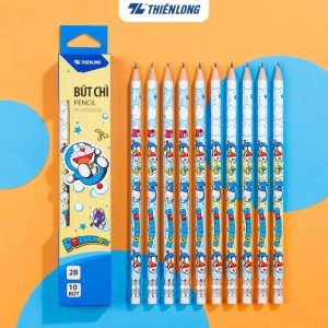 Combo 5/10 Bút chì gỗ Thiên Long 2B TP-GP009/DO thân lục giác Doremon kèm gôm tiện lợi, bám tốt trên giấy, đều màu