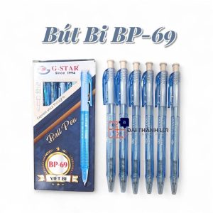 HỘP 24 Cây Bút Bi Bấm / Viết Bi Bấm G-Star Gstar BP-69 Ngòi 0.5mm Mực Xanh-Sản Xuất Tại Malaysia - Chính Hãng