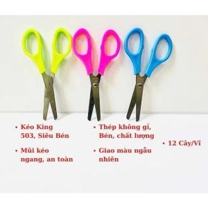 SỈ _ [503] VĨ 12 Cây Kéo Cắt Thủ Công - Kéo Học Sinh - Kéo Cắt Giấy-Kéo Văn Phòng King 503, Mũi Kéo Ngang, Cắt Siêu Bén