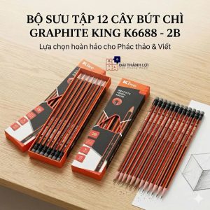 [6688-6218] ]Vỉ 12 bút chì KING 2B kèm đầu tẩy - Bút chì viết chất liệu gỗ an toàn dễ gọt phù hợp với học sinh văn phòng