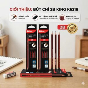 [K6218-6688] Vỉ 12 bút chì 2B kèm đầu tẩy - Bút chì viết chất liệu gỗ an toàn dễ gọt phù hợp với học sinh văn phòng