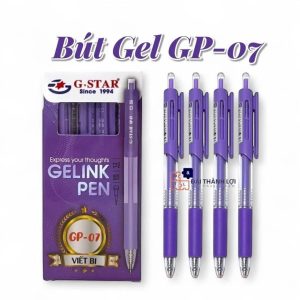 Hộp 12 Cây Bút Gel Bấm G-Star GP-07 Màu Mực Sáng, Đậm, Xuống Đều (Mực Xanh, Tím)