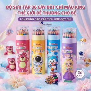 LON 36 Cây Bút Chì Màu / Viết Chì Màu / Ống Chì Màu LOẠI DÀI 36 MÀU Dạng Lon Có Nắp Đậy Kèm Chuốt, Màu Tươi Nét Đậm