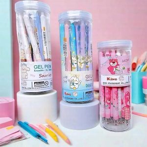 LON 20 cây bút gel BẤM Xoá Được ngòi 0.5mm chất lượng tốt mực Xanh /mực Tím ( giao mẫu ngẫu nhiên bé trai ,bé gái )