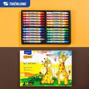 [CR-C09] Bút sáp 24 màu Thiên Long Colokit màu tươi sáng, màu sáp mịn, an toàn cho bé tô màu, học tập mỹ thuật