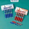 Hộp 10 Bút bi Thiên Long TL-047 0.7mm mực xanh/đỏ/đen thiết kế cân đối, nút bấm mạ crom, có đệm cầm tay