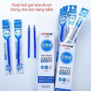 [ 1538 ] HỘP 20 Ruột Bút Gel Xóa Được Lea/ Lex K1538 Thay vào Bút Gel Bấm Xóa Được Ngòi 0.5mm (Mực Xanh, Tím)