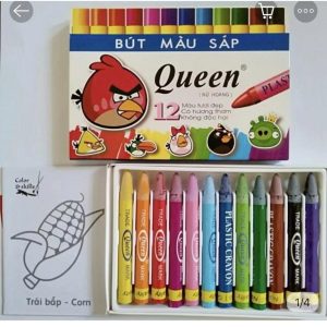 SỈ_10/5 Hộp Bút Sáp/ Sáp Màu 12 Màu Queen (Nữ Hoàng) Hàng Chính Hãng WCR-012 Có Hương Thơm, Màu Sáng, Tô Đẹp