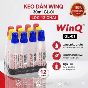 SỈ _ LỐC 12 CHAI Keo Dán Giấy / Hồ Nước / Hồ Dán Nước / Keo Nước / Keo Dán 30ml Win Q / WinQ GL 01- Chính Hãng
