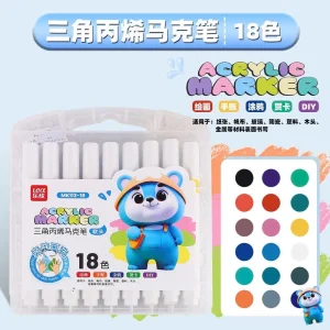 Bút Dạ / Bút Lông Màu Acylic/ Bút Màu Acrylic Marker 18 Màu Thân TAM GIÁC, Chống Nước