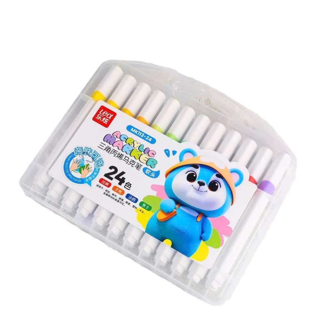 Bút Dạ / Bút Lông Màu Acylic/ Bút Màu Acrylic Marker - 24 Màu Thân TAM GIÁC, Chống Nước