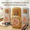Túi đựng bút đa năng, họa tiết Capybara dụng cụ học tập nhiều lớp dung tích lớn, Phim hoạt hình Capybara