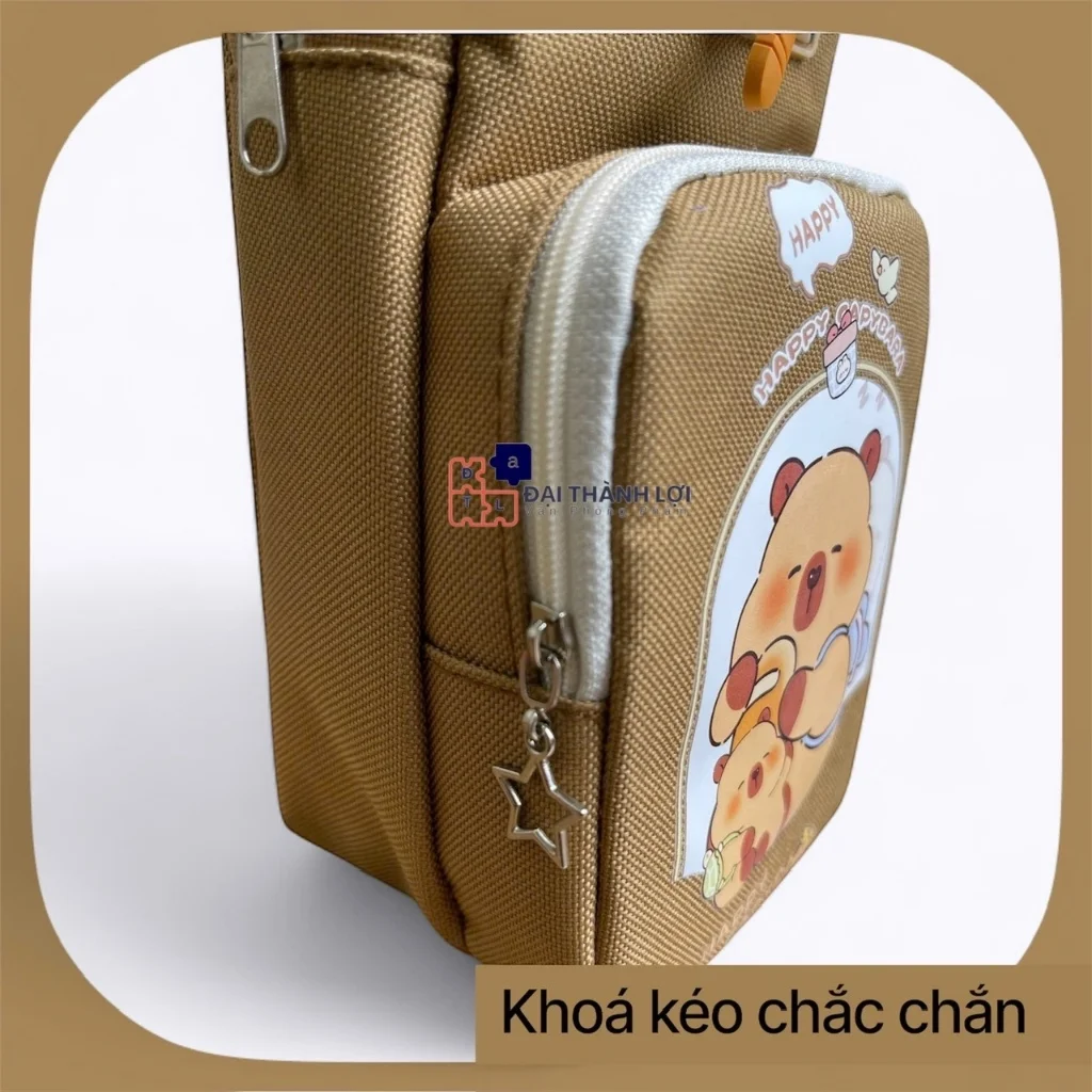 Túi đựng bút đa năng, họa tiết Capybara dụng cụ học tập nhiều lớp dung tích lớn, Phim hoạt hình Capybara