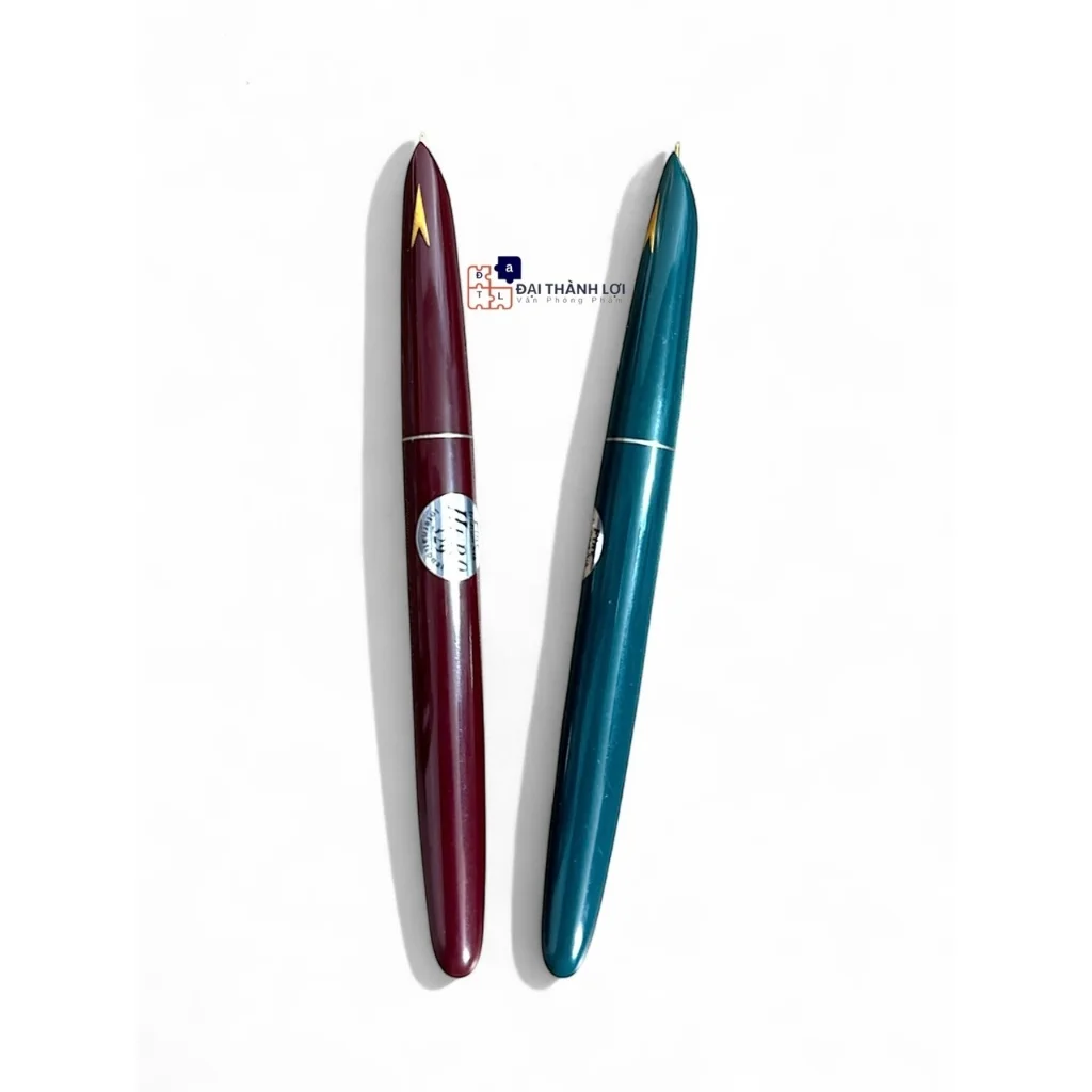 Bút Máy Ngòi Trơn / Bút Máy Bơm Mực Queen / Bút Máy Hero 329 Nắp Xi Vàng, Chính Hãng - Phiên Bản Quốc Tế