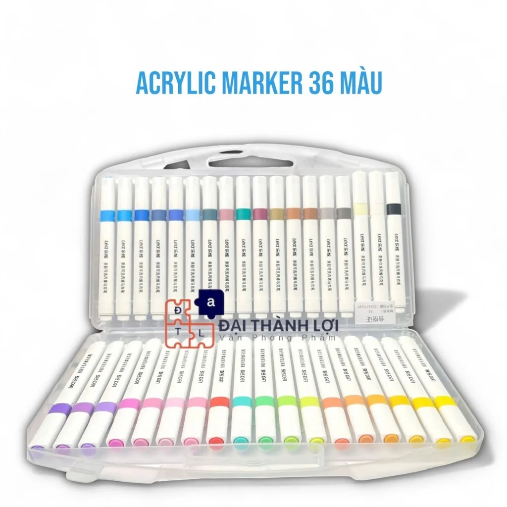 Bút Dạ / Bút Lông Màu Acylic/ Bút Màu Acrylic Marker - 36 Màu Thân TAM GIÁC, Chống Nước