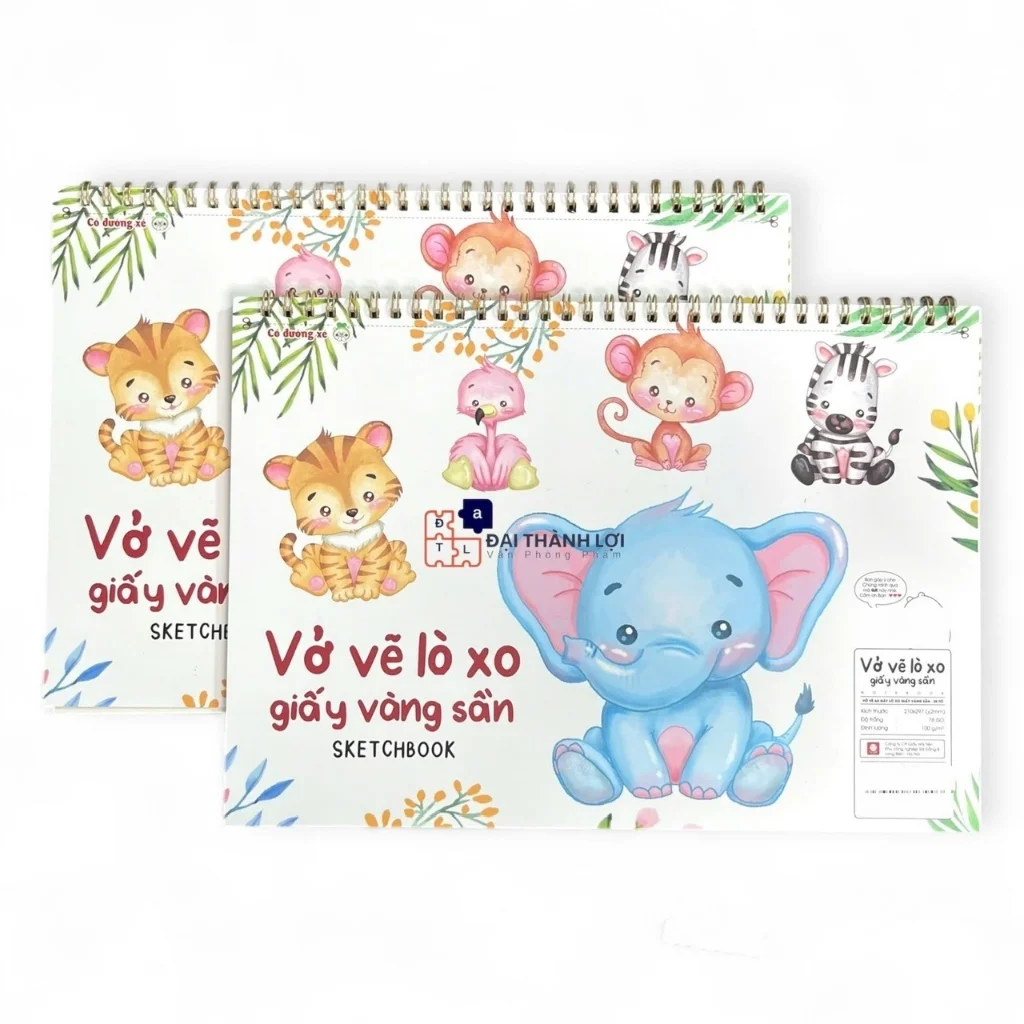Vở Vẽ Lò Xo A4 Giấy Vàng Sần - Bắt màu tốt(Giao Bìa Ngẫu Nhiên)