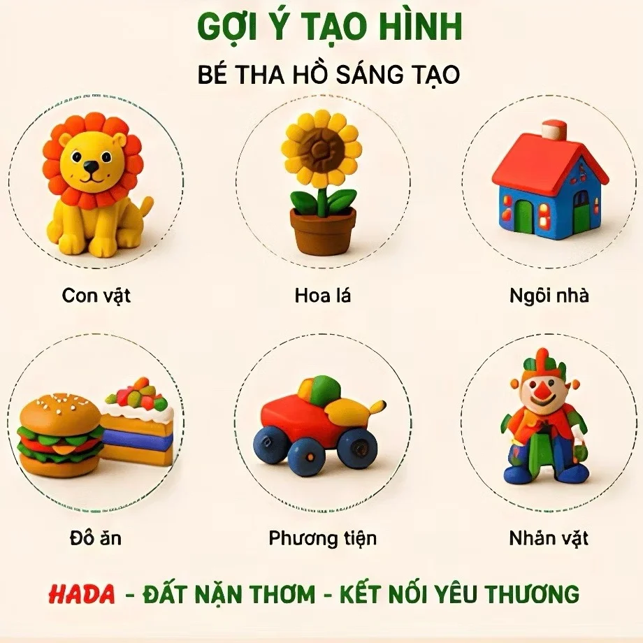Đất Sét Nặn/ Đất Nặn Hình Thơm Hada / Hoa Đào Hộp 5 Màu