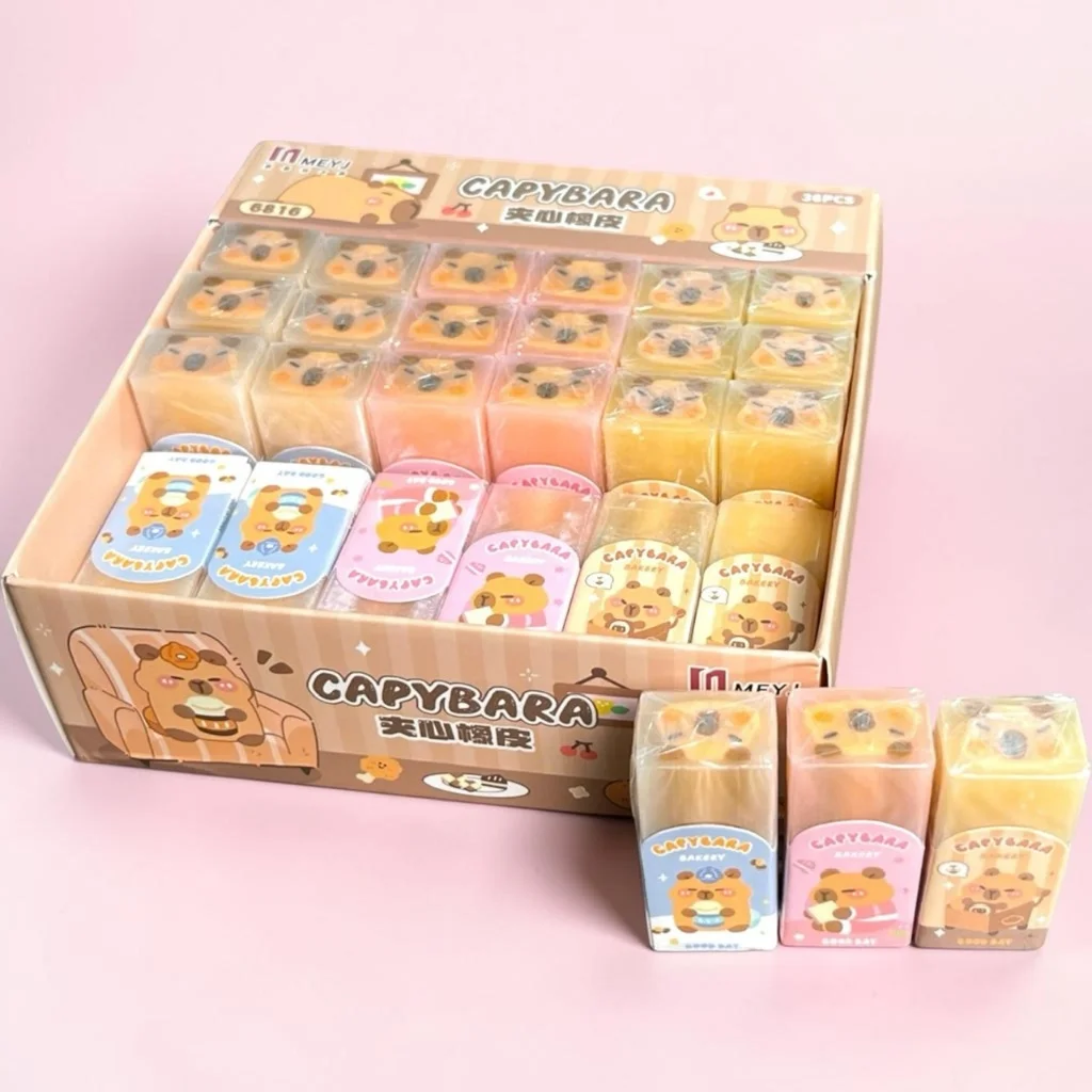 Gôm Tẩy Bút Chì Thỏi Hình CAPYBARA Dễ Thương, Loại Dày, Tẩy Siêu Sạch
