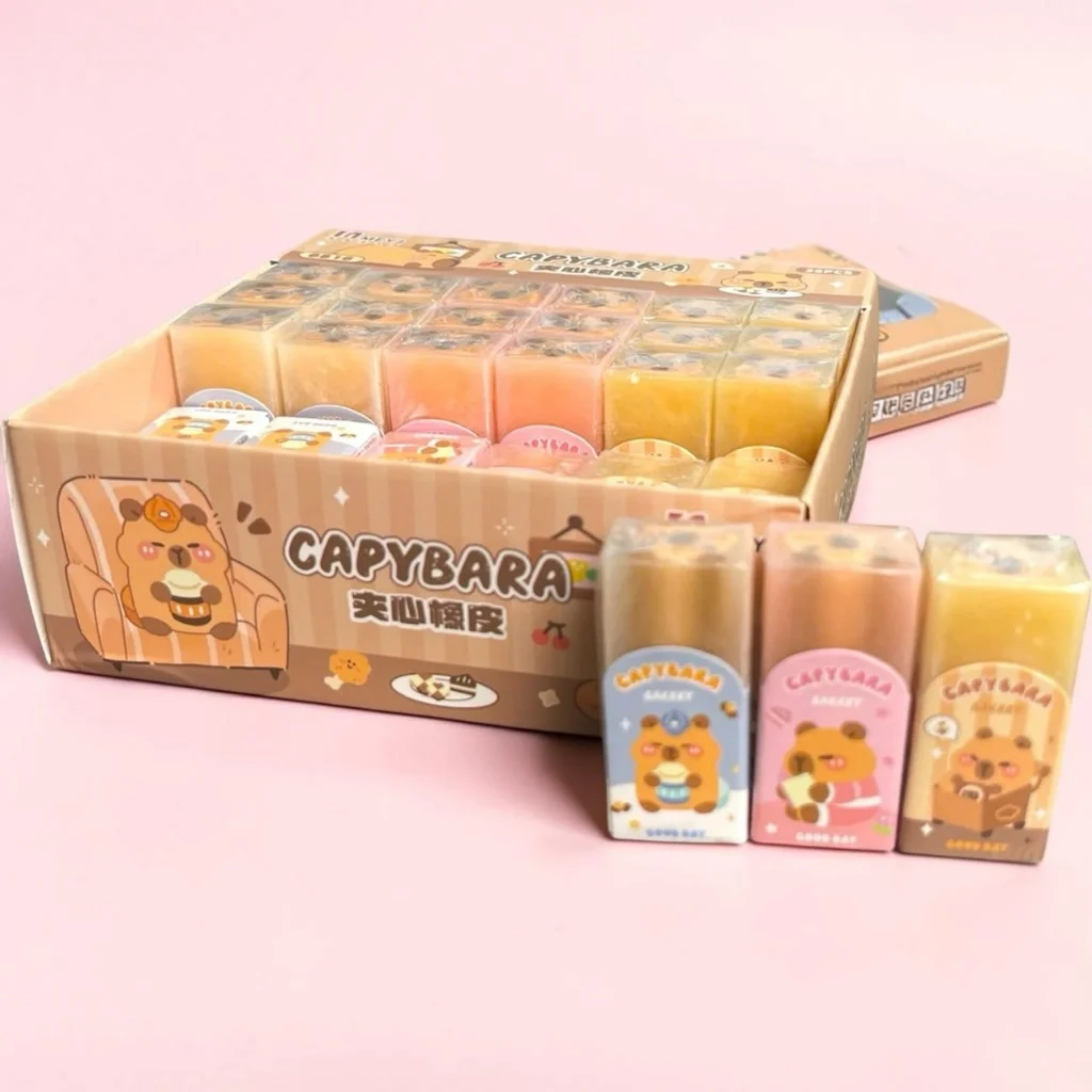 Gôm Tẩy Bút Chì Thỏi Hình CAPYBARA Dễ Thương, Loại Dày, Tẩy Siêu Sạch