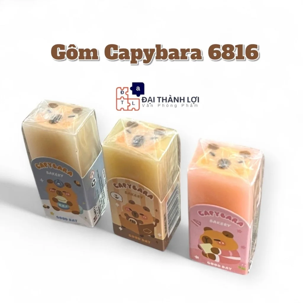 Gôm Bút Chì - Tẩy Bút Chì Thỏi Hình CAPYBARA Dễ Thương, Loại Dày, Tẩy Siêu Sạch, Ít Vụn