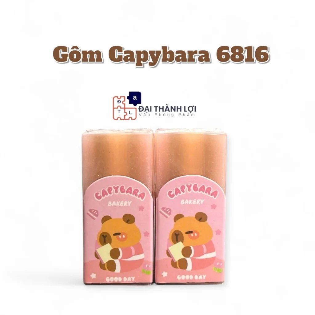 Gôm Bút Chì - Tẩy Bút Chì Thỏi Hình CAPYBARA Dễ Thương, Loại Dày, Tẩy Siêu Sạch, Ít Vụn