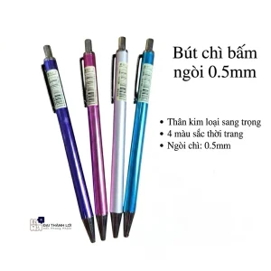Bút Chì Bấm Kim Thay Ngòi 0.5MM Thân Xi Inox Kim Loại Chắc Chắn (Màu Ngẫu Nhiên)