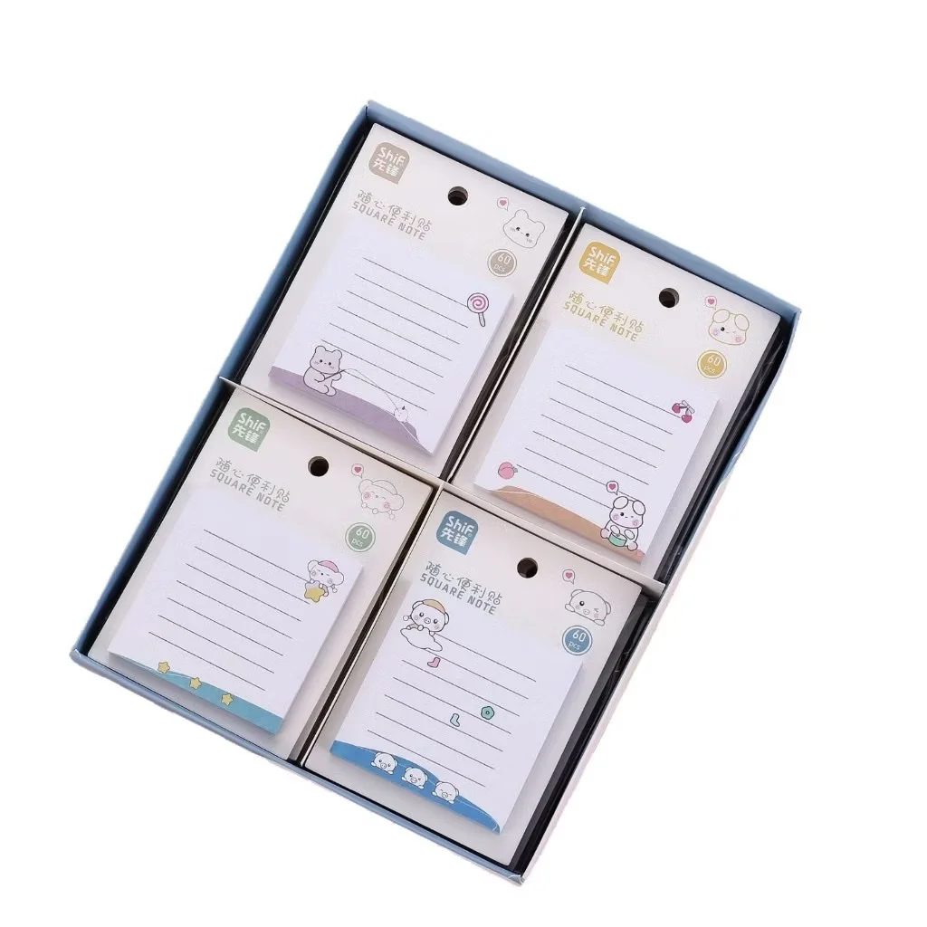 Giấy Note 60 Tờ 3x3 Có Keo 4 Kiểu Gấu Trắng Cute Ghi Chú Nhắc Nhở /Tập Nhớ Dính Shif