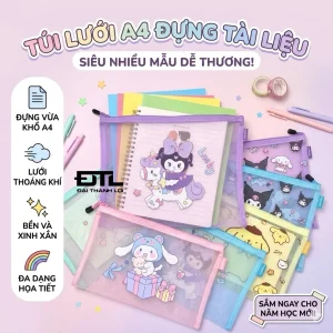 Túi Lưới Đựng Bút Học Sinh / Ví Lưới Đựng Bút Khổ Lớn A4 24,5cm x 34cm Trong Suốt Thiết Kế Đơn Giản, Đẹp Mắt
