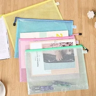 Túi Lưới Đựng Bút Học Sinh / Ví Lưới Đựng Bút Khổ Lớn A4 24,5cm x 34cm Trong Suốt Thiết Kế Đơn Giản, Đẹp Mắt