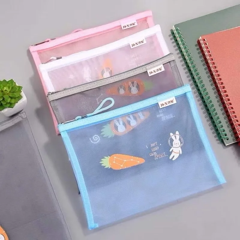 Túi Lưới Đựng Bút Học Sinh / Ví Lưới Đựng Bút Khổ Lớn A4 24,5cm x 34cm Trong Suốt Thiết Kế Đơn Giản, Đẹp Mắt