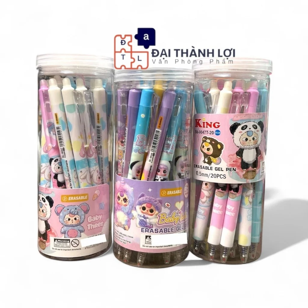 Bút Gel Bấm Xóa Được - Viết Gel Bấm Tẩy Xóa Ngòi 0.5mm Nhiều Mẫu Dễ Thương Mực Đều
