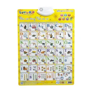 Bảng đọc chữ cái điện tử phát âm kèm hình ảnh giúp bé nhận biết chữ cái kèm bảng cửu chương (TẶNG KÈM PIN)