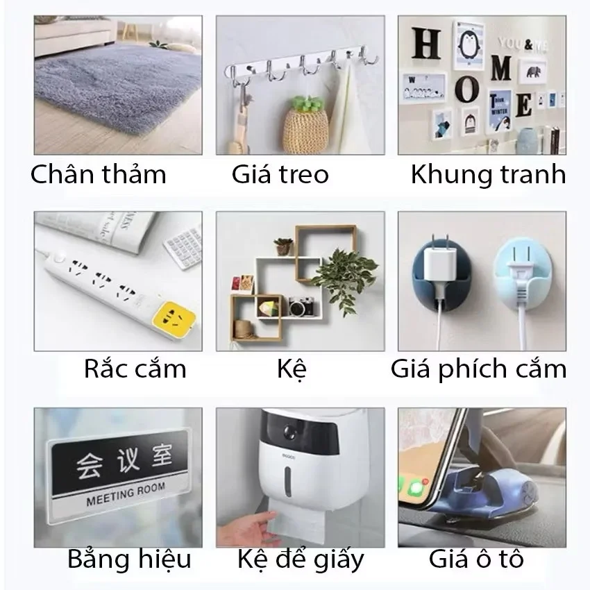 Băng Keo 2 Mặt Siêu Dính Đa Năng _Trong Suốt 2 Mặt Silicon Dài 3M, Dính Dồ Vật Trong Nhà
