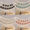 Băng rôn chữ Happy Birthday đuôi cá sinh nhật đầy đủ màu sắc pastel và kiểu dáng Hàn Quốc
