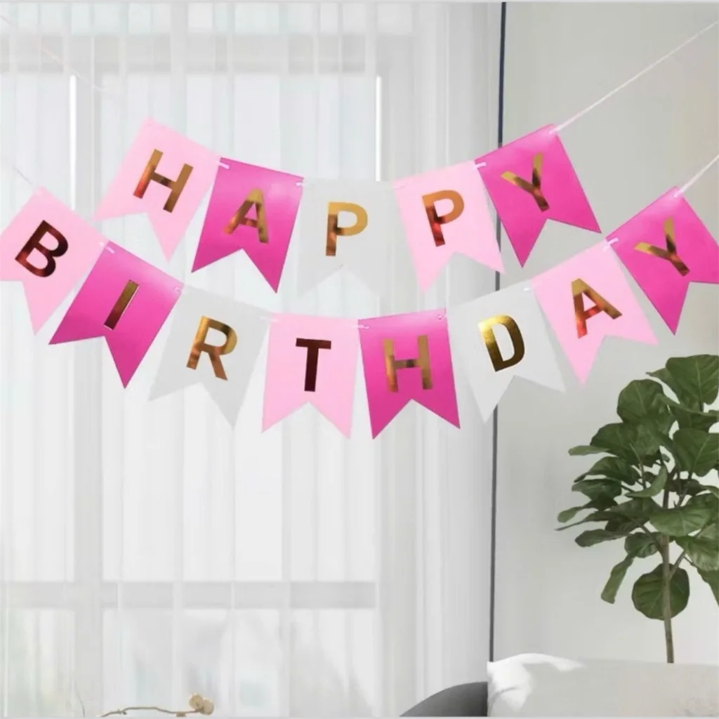 Băng rôn chữ Happy Birthday đuôi cá sinh nhật đầy đủ màu sắc pastel và kiểu dáng Hàn Quốc