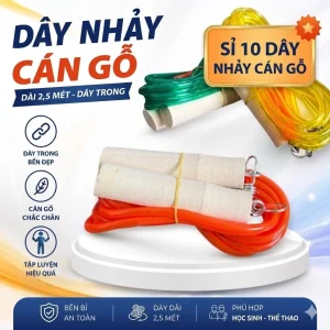 Dây Nhảy Gỗ / Dây Nhảy Cán Gỗ / Dây Nhảy Thể Thao / Dây Nhảy Học Sinh / Dây Nhảy Thể Dục Cán Gỗ Dài 2,5 mét, Dây
