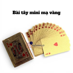 Bộ bài tây nhựa cứng cute mini đẹp mạ vàng , tú lơ khơ mạ vàng mang nhiều tài lộc,may mắn