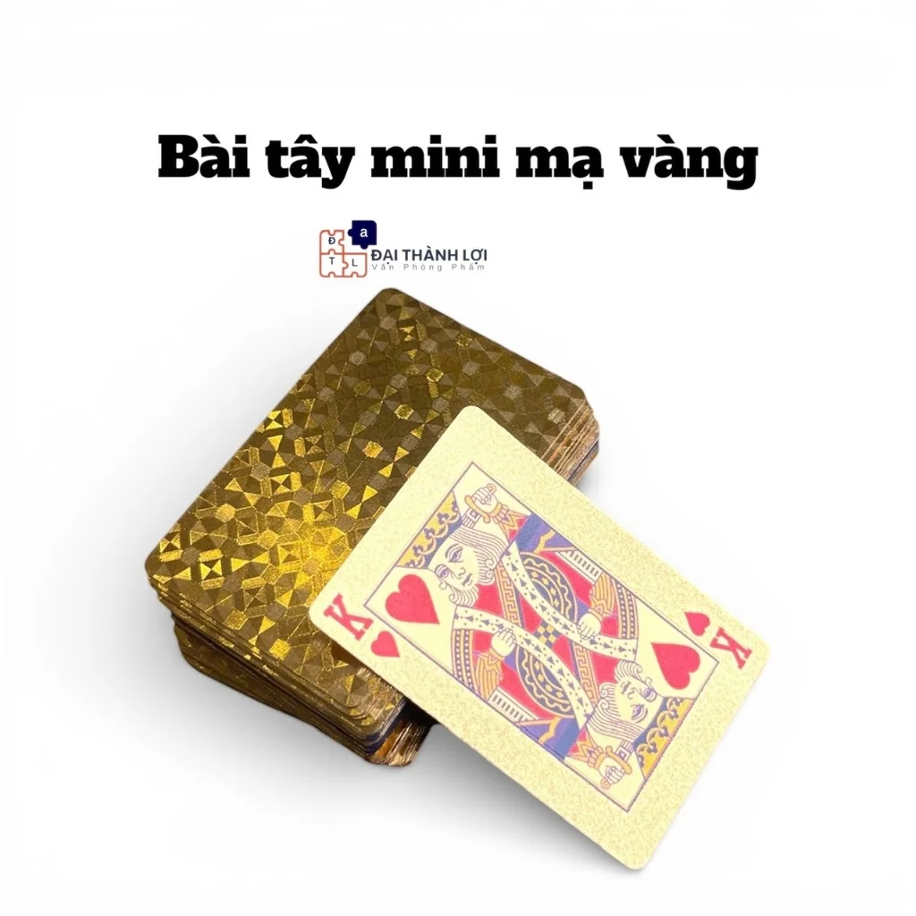 Bộ bài tây nhựa cứng cute mini đẹp mạ vàng , tú lơ khơ mạ vàng mang nhiều tài lộc,may mắn