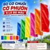 Bộ Cờ Chuối 0.4x0.8m 0.4x1.2m, Cờ Phướn 6 Lá Đủ Màu Vải Phi bóng Đẹp – trang trí lễ trường học, công ty